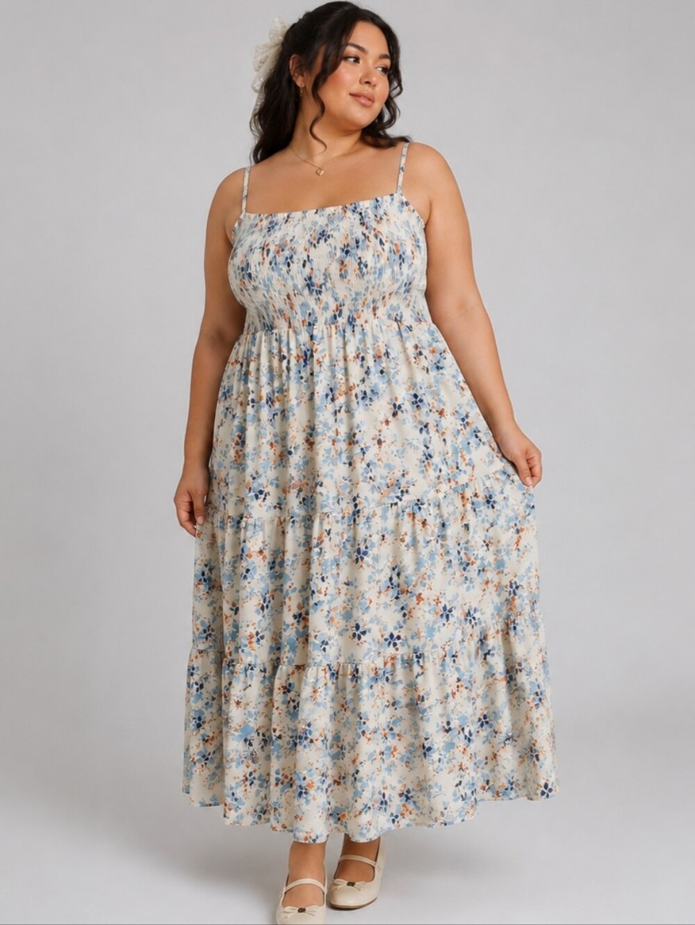 Cottagecore Floral Smocked Midi Dress | Milkmaid Prairie Garden Party 2XL